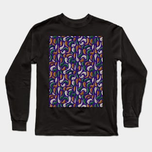 Colorful Floating Ghosts - Halloween Pattern - Dark Colors Long Sleeve T-Shirt